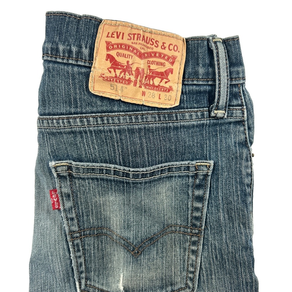 Levi's Jeans 511 Mens 28x30 Blue Denim Slim Fit Casual Classic Distressed
